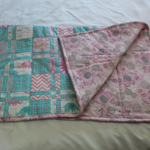 𝅺homemade quilt New elephant themed with other fun prints. 32*40" - Picture 2 of 12